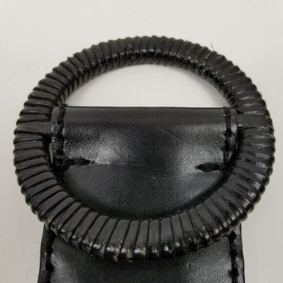 Lauren Ralph Lauren Woven Black Leather Belt Size M Medium - Picture 3 of 6